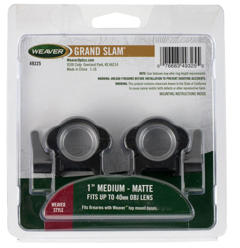 Weaver Mounts 49336 Lever Lok  Top Mount Rings Detachable 30mm High Black Gloss